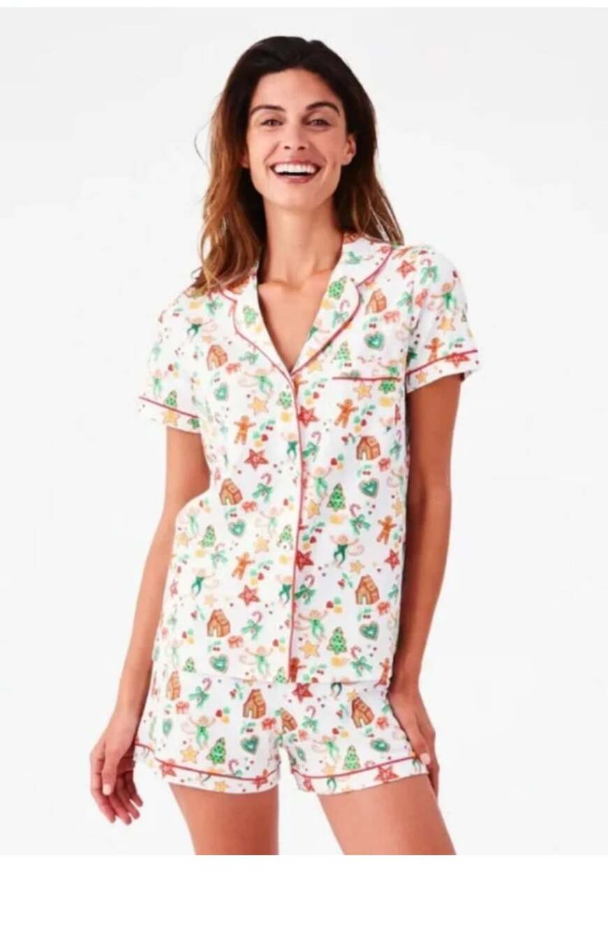 Roller Rabbit Pajama Set Gingerbread Party Holiday Christmas Women's Small